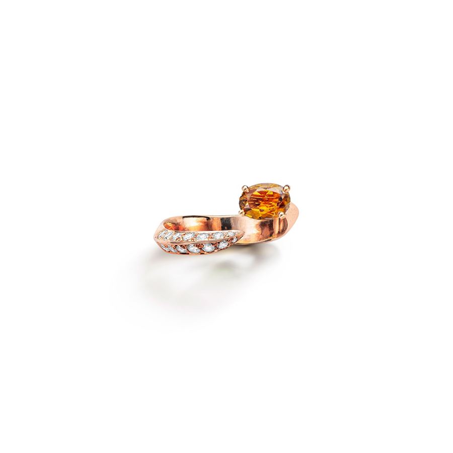 Anello 'Solis' due elementi in oro rosa e tormalina SOLIS | AN2 TORM PVGIA CT.0,60 + 0,30